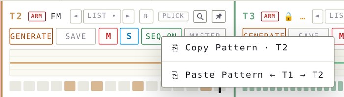 Copy and paste pattern menu
