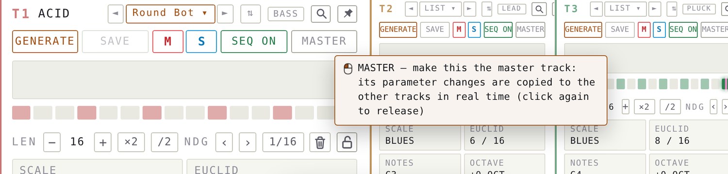 Tooltip on the Master button